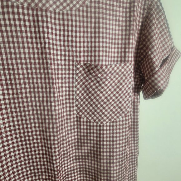 Madewell Filmscore Gingham Check T-Shirt Pocket Dress Red White sz XXS EUC - Picture 4 of 9